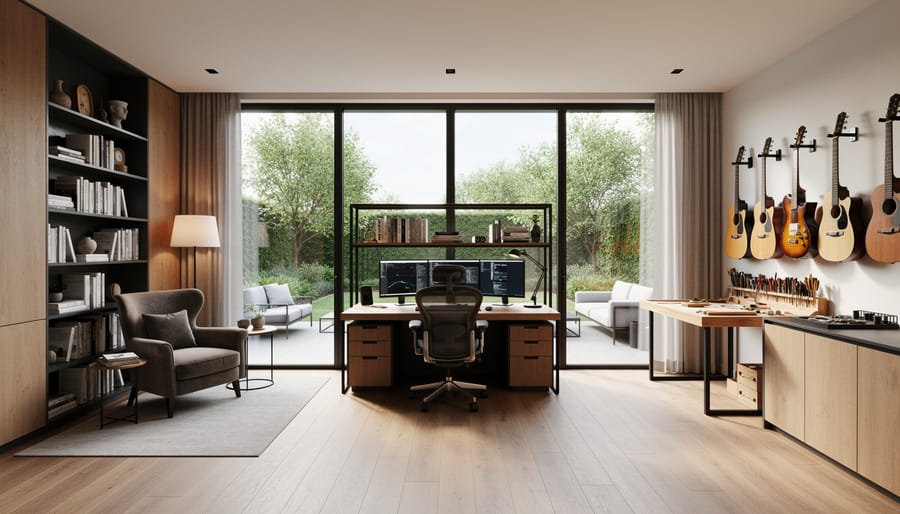 Custom-designed home office with natural lighting and personalized built-in features